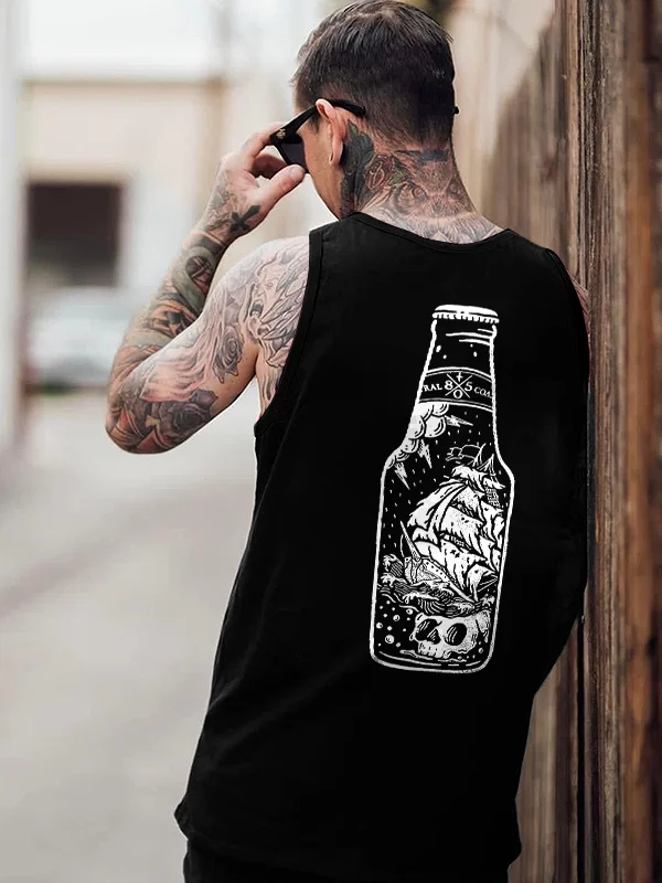 Landscape In A Bottle Skull Printed Men's Vest