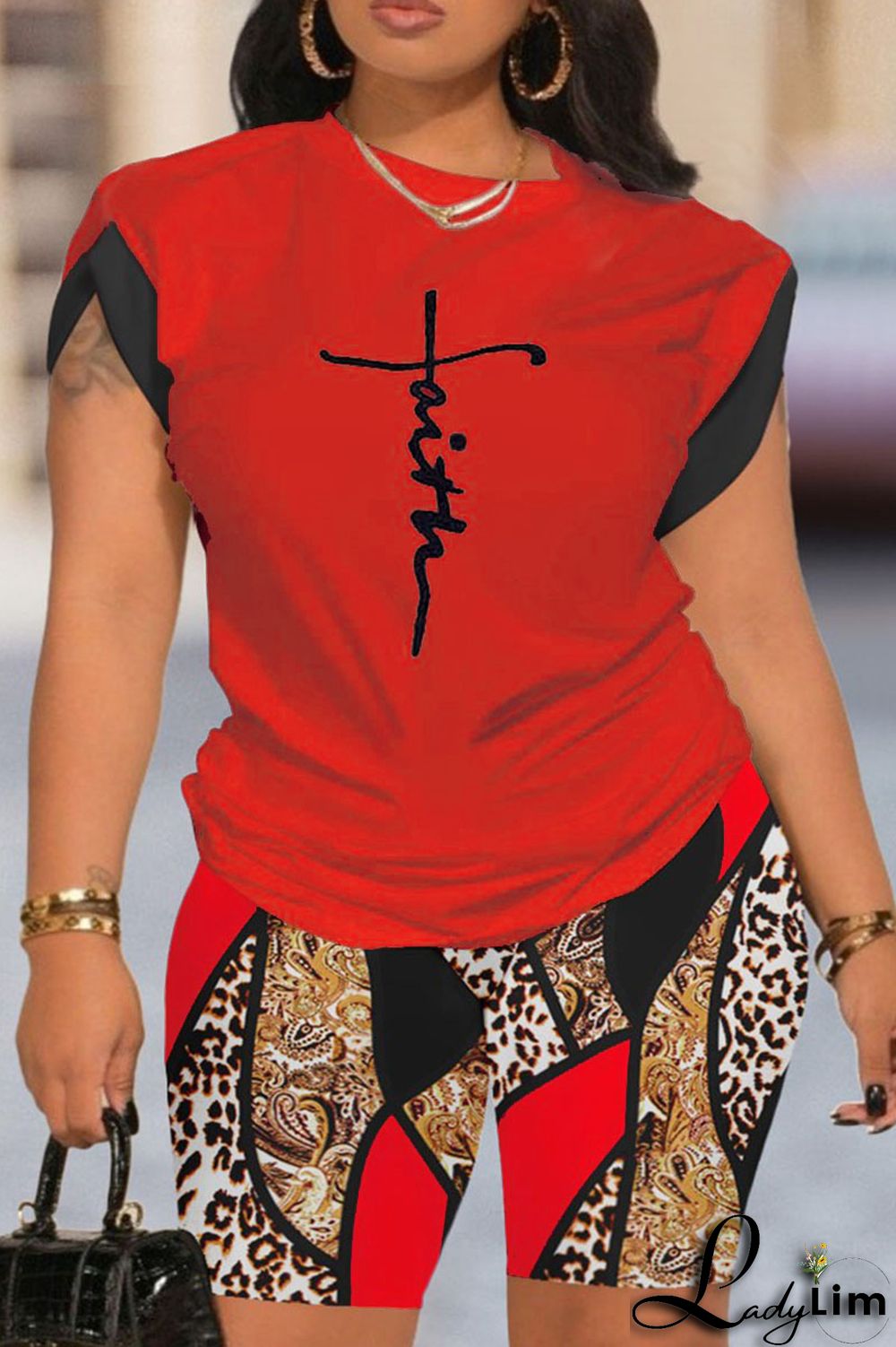 Green Casual Print Patchwork O Neck Short Sleeve Two Pieces