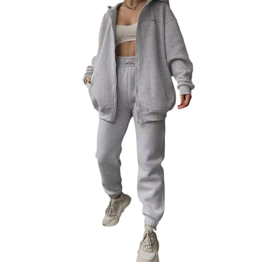Nigikala Nigikala Women's Long-Sleeved Plus Velvet Trousers Casual Fashion Print Hooded Set Women