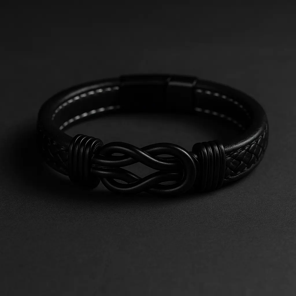 Son's Infinity Bracelet Gift Set w/ Engraved Name [BLACK EDITION]