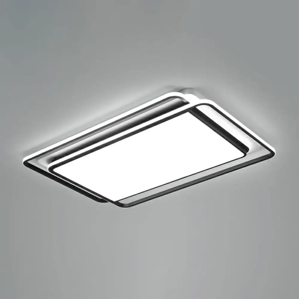 Contemporary Black - White Led Ceiling Light For Living Room - Acrylic Flush Mount Fixture / 35.5&rsquo;