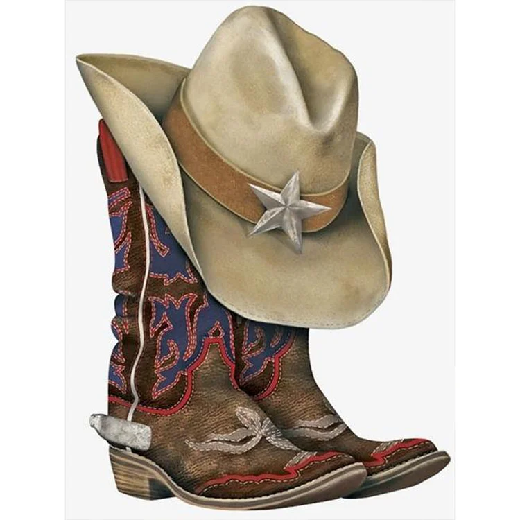 Cowboy Boots 30*40CM (Canvas) Full Round Drill Diamond Painting gbfke