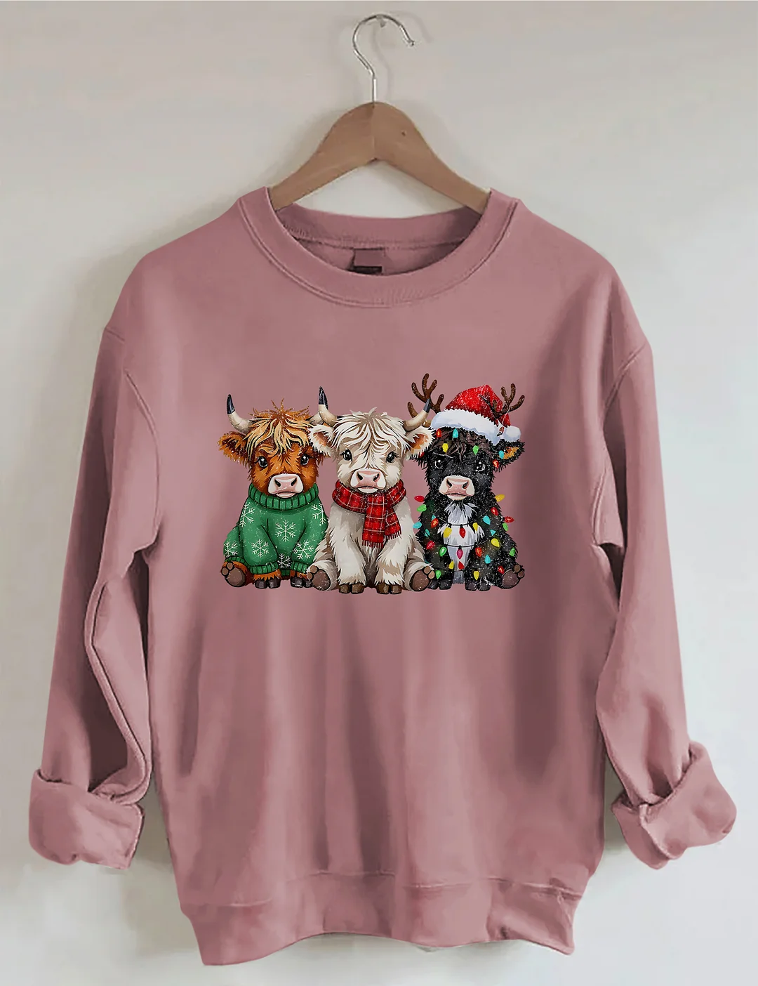 Rustic Highland Cows Christmas Sweatshirt
