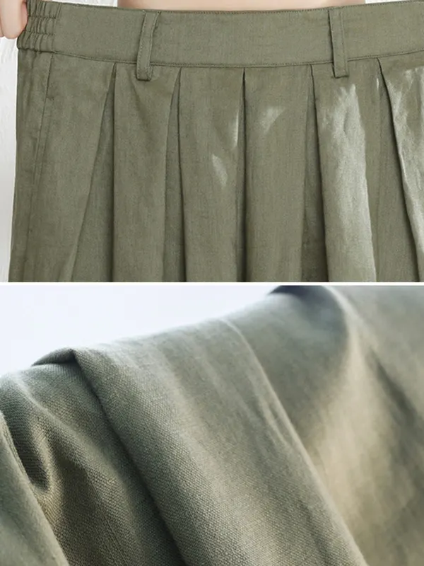 Ramie Striped Wide Leg Pants