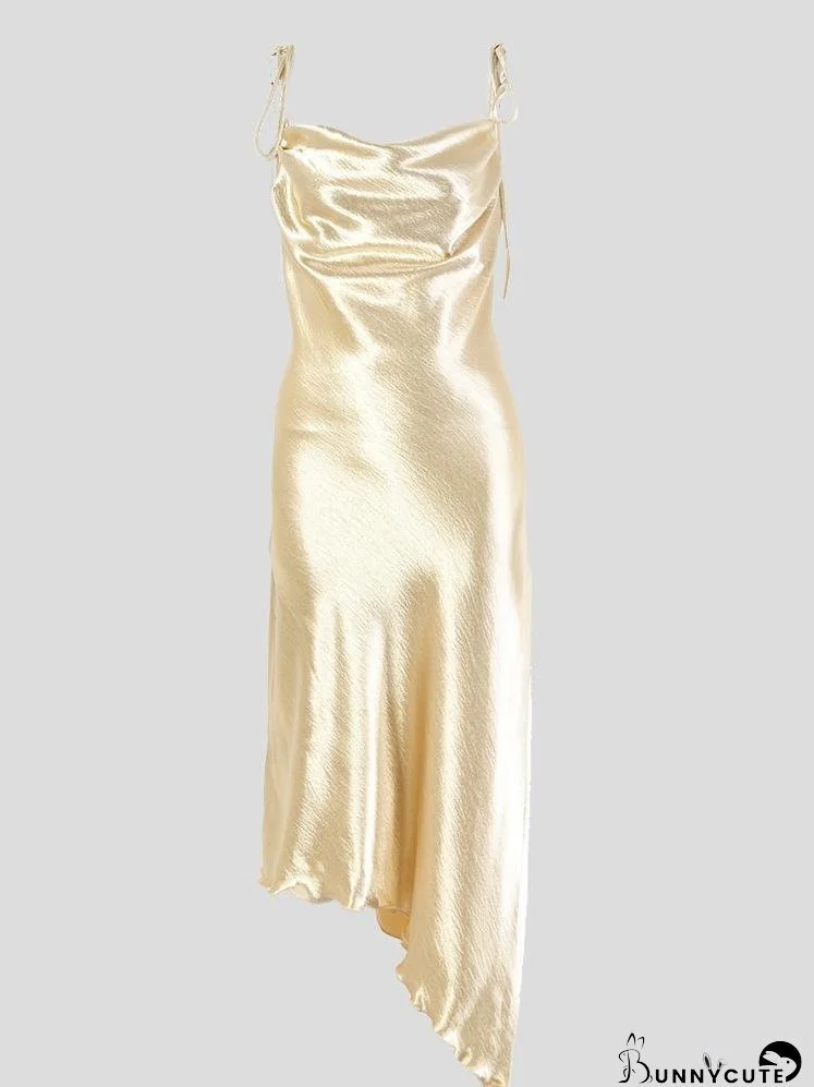 Eye-catching Irregular Square Neck Suspender Dress