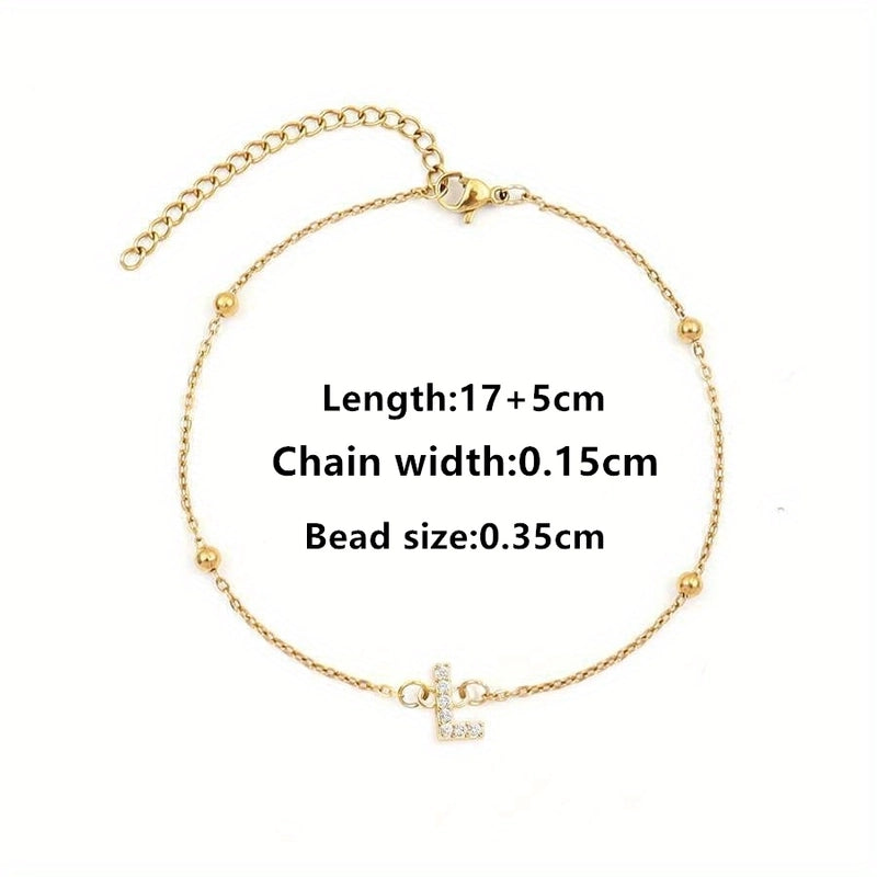 Elegant Minimalist Letter 201 Stainless Steel 304 Stainless Steel Zircon Bracelets In Bulk