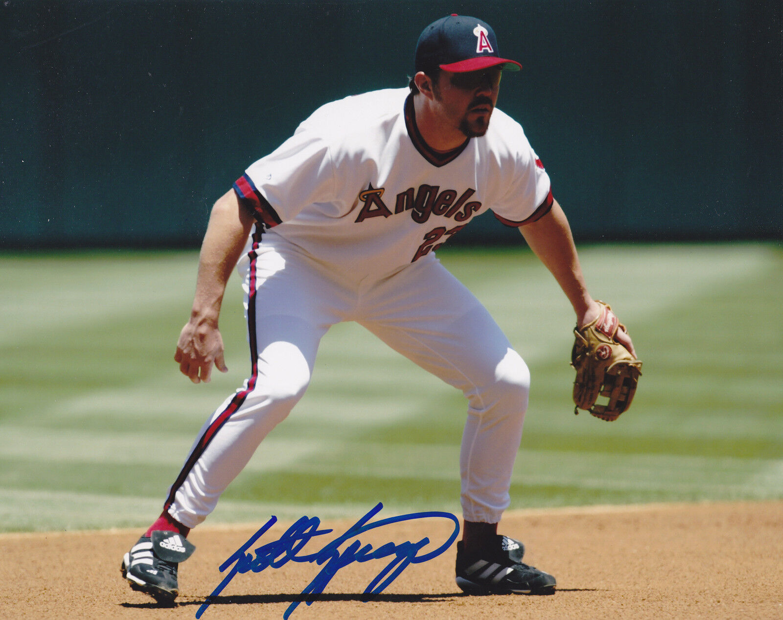 SCOTT SPIEZIO ANAHEIM ANGELS ACTION SIGNED 8x10