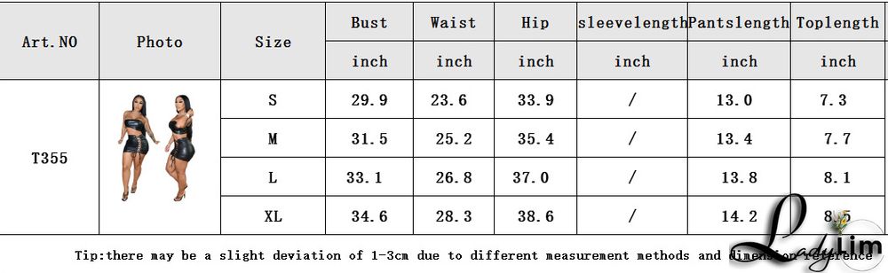 Womens Sexy Pu-Leather Strapless Top+ Lace-Up Mini dress Irregular Two Piece