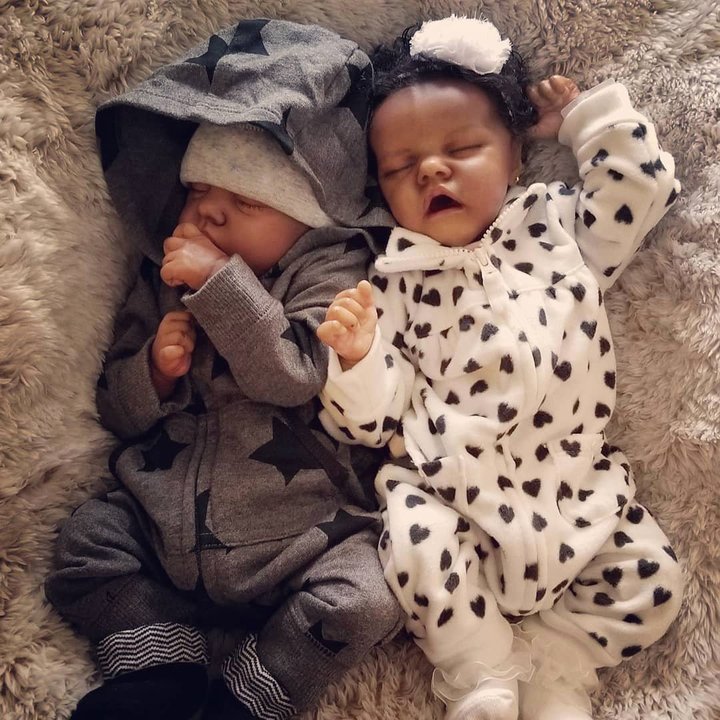 Mini Black Reborn Twins 12 Handmade Lifelike Reborn Baby Doll Twins