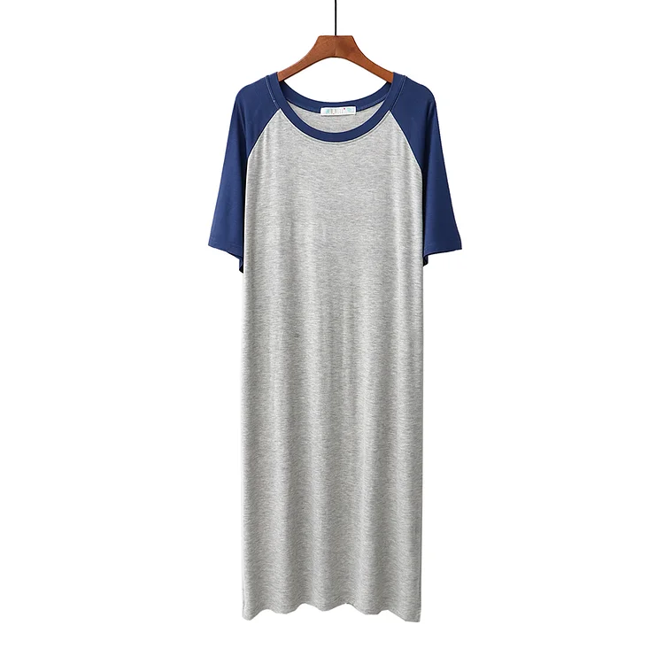 Loose Contrast Color Pajamas Nightdress Casual Homewearr - yankia