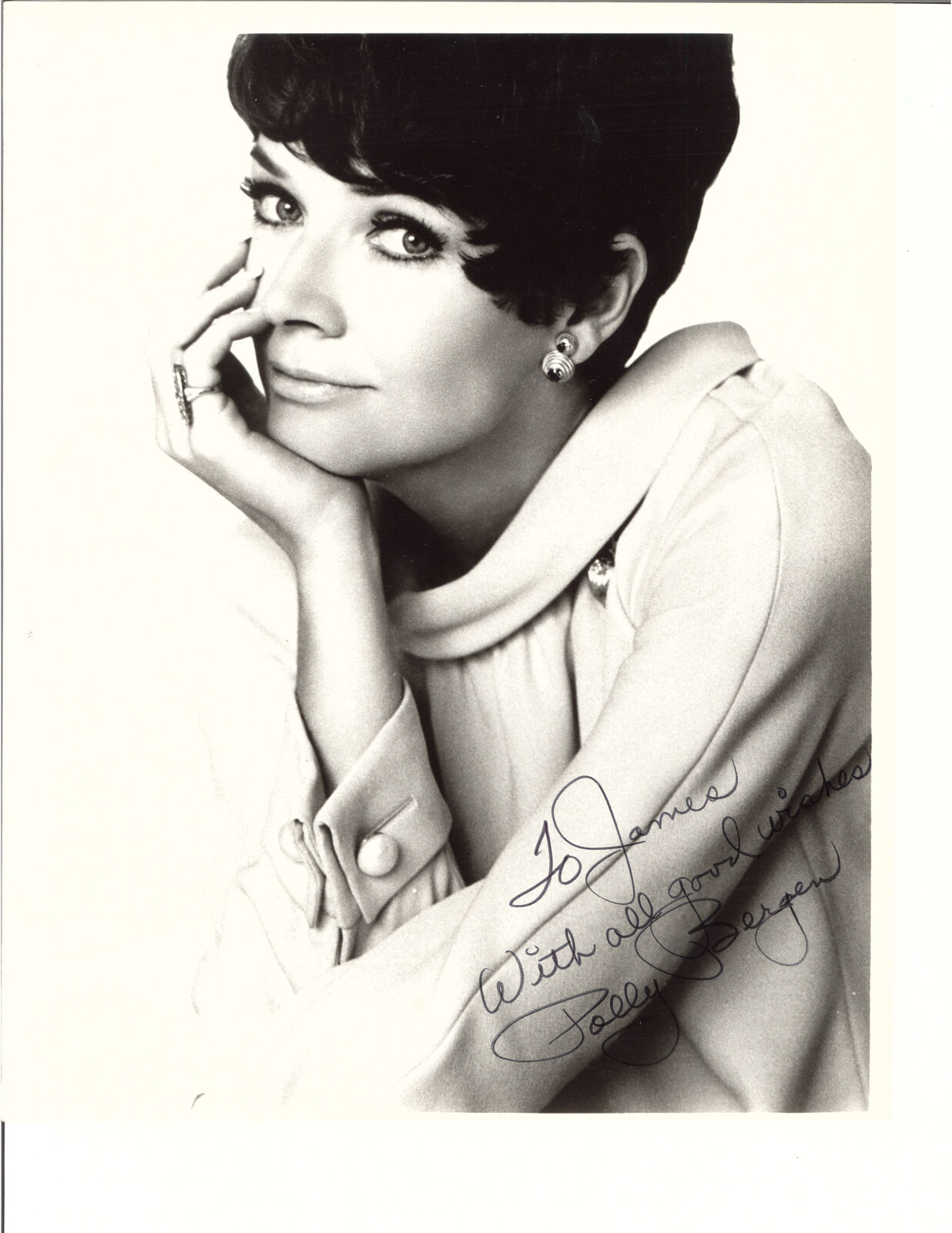 POLLY BERGEN HEAD ON HAND SIGNED Photo Poster painting AUTOGRAPHED W/COA 8X10