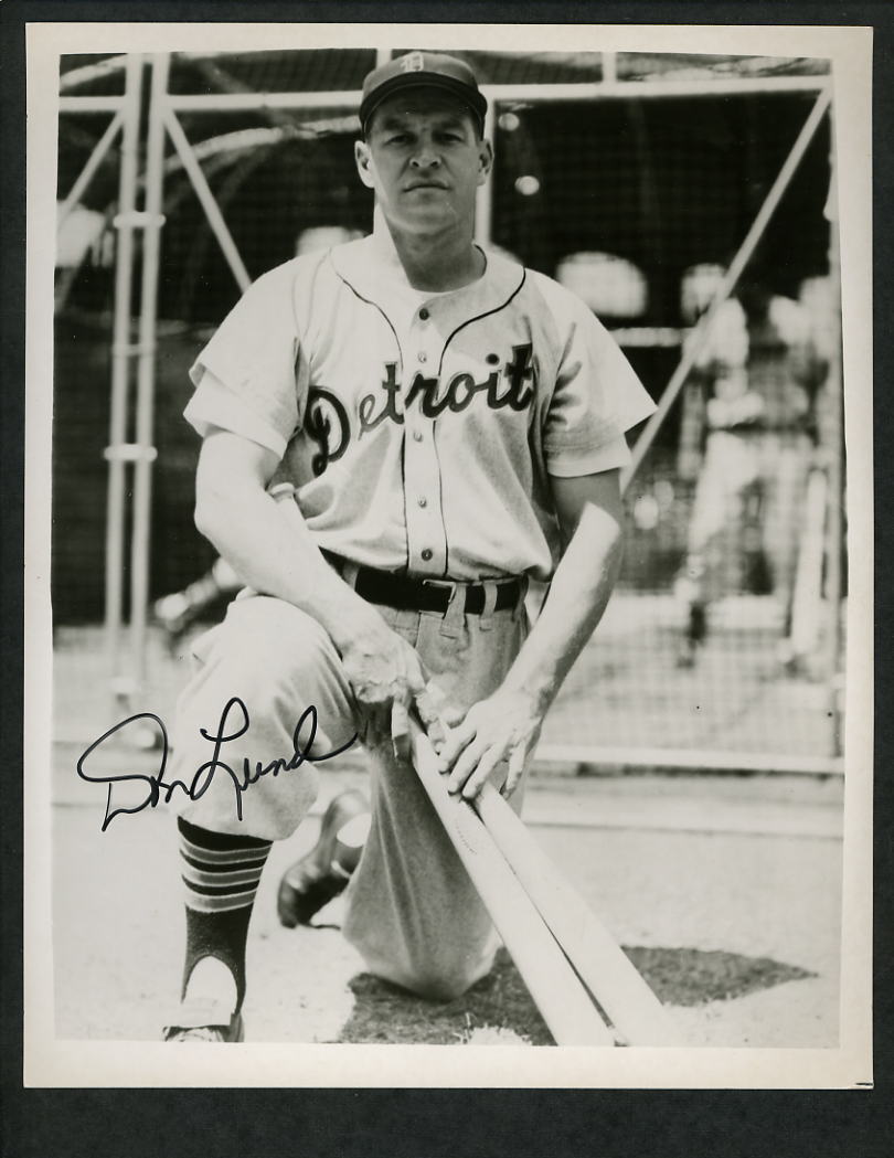 Don Lund Signed Autographed 8 x 10 B&W Photo Poster painting Detroit Tigers