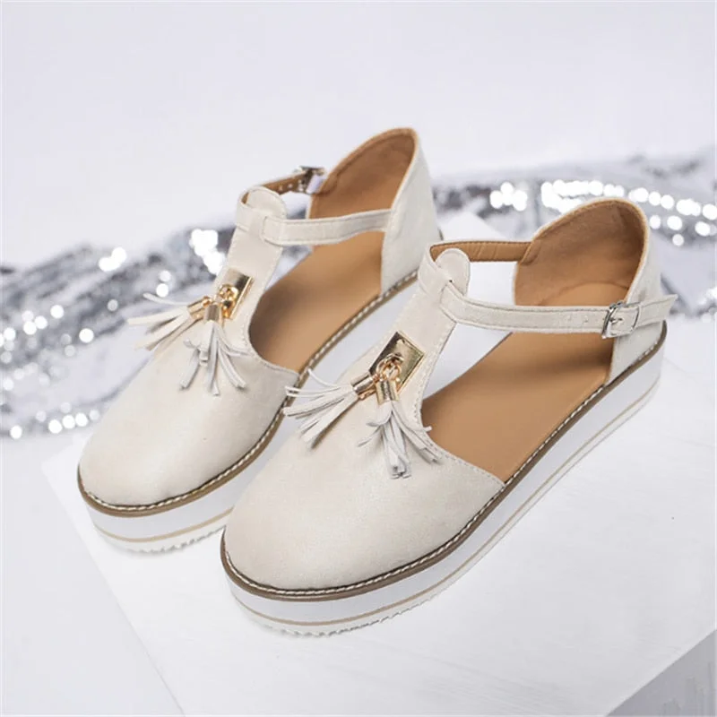 Christmas Gift Fashion Fringe Thick sole sandals Women Cover heel Summer shoes New Platform sandals Women's Casual Sandals