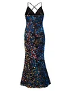 Shiny Spangle Backless Condole Belt Maxi Dress
