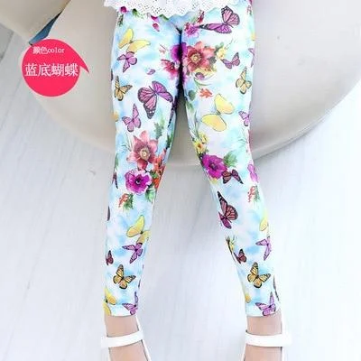 Kids Girls Leggings Spring Summer Flower Printed Children Trousers Girl Casual Pencil Pants Cute Toddler Leggings