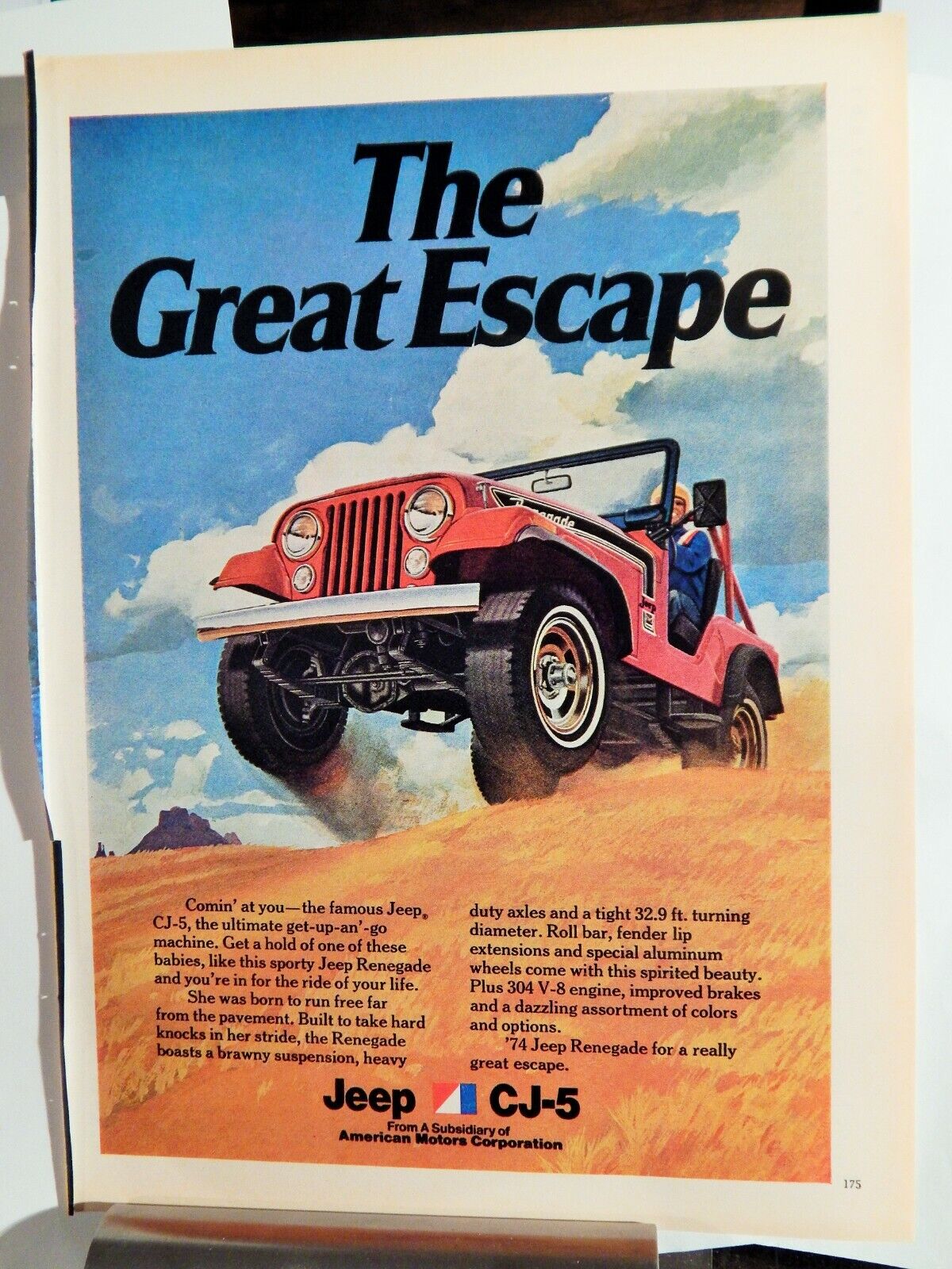 JEEP CJ-5 RENEGADE VTG 1973 Photo Poster painting AD,SOUGHT EPHEMERA