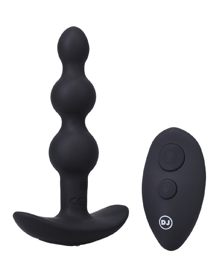 Pornhint A-Play Beaded Vibrating Anal Beads With Remote - Black