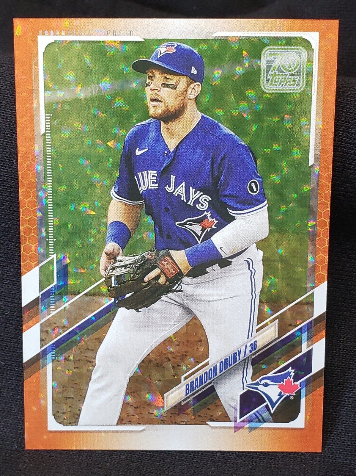 BRANDON DRURY 'TORONTO BLUE JAYS' 2021 TOPPS ORANGE SHORT PRINT CARD 101 OF 299