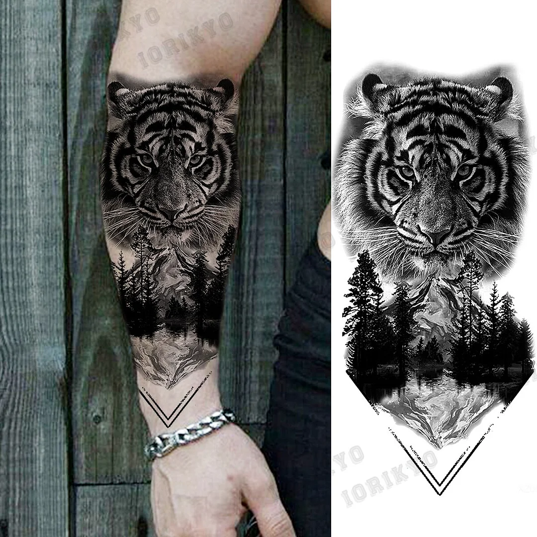 Sdrawing Devil Skeleton Temporary Tattoos For Men Adult Women Wolf Compass Gangster Fake Tattoo Washable Body Art Tatoo Sticker