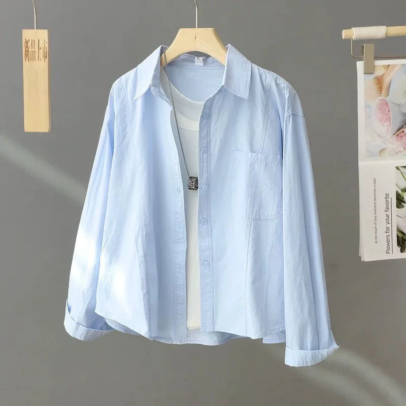 Athvotar Athvotar 2025 Spring And Autumn New White Shirt Women Wearing Short Shirts Spring And Autumn Leisure Top