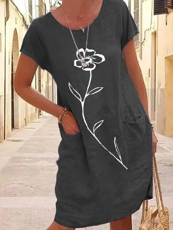 Floral Print Pocket Dress