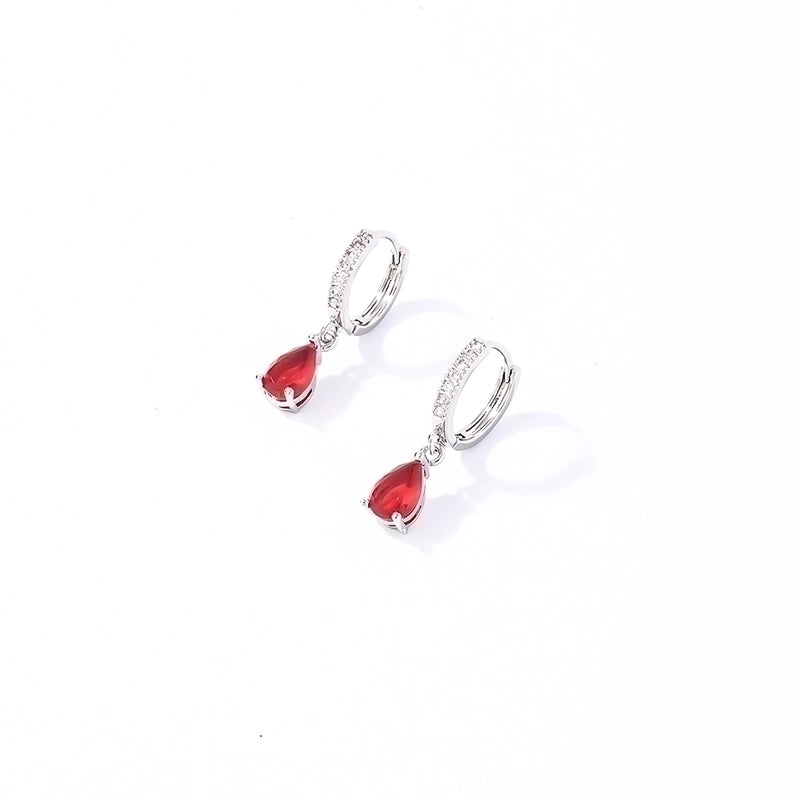 1 Pair Casual Basic Sweet Round Water Droplets Plating Inlay 304 Stainless Steel Zircon Rhodium Plated Drop Earrings