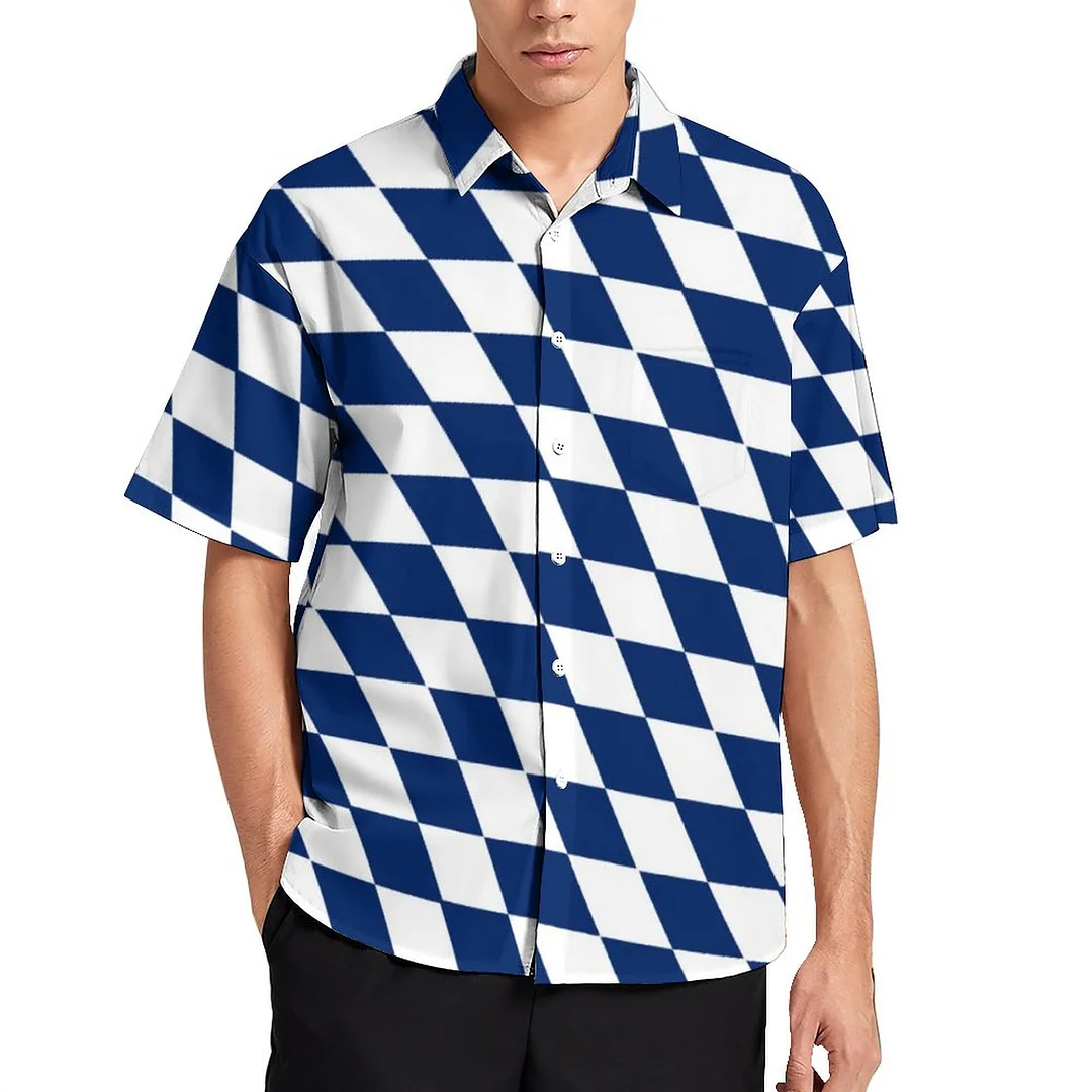 Bavarian Flag Women and Men Hawaiian Shirt Unisex Button Down Matching Aloha Beach Blouse