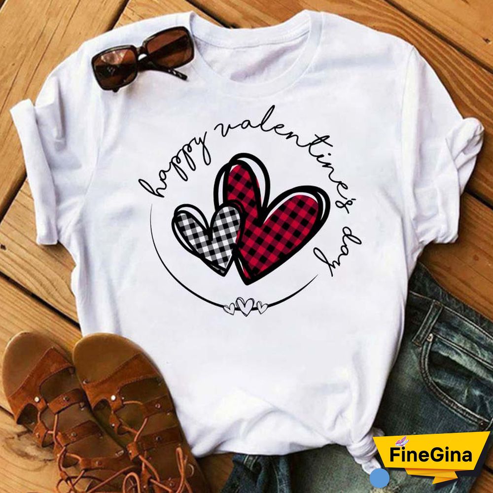 Maycaur Fashion Women T Shirt Love Heart Printed T Shirt Casual Red Tops 90s Valentine's Shirt Female Harajuku Graphic Tshirt