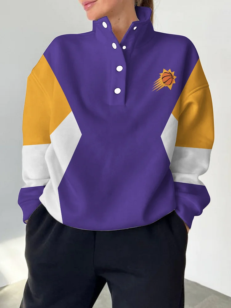 Phoenix Suns 2025 New Design Casual Snap Mockneck Pullover