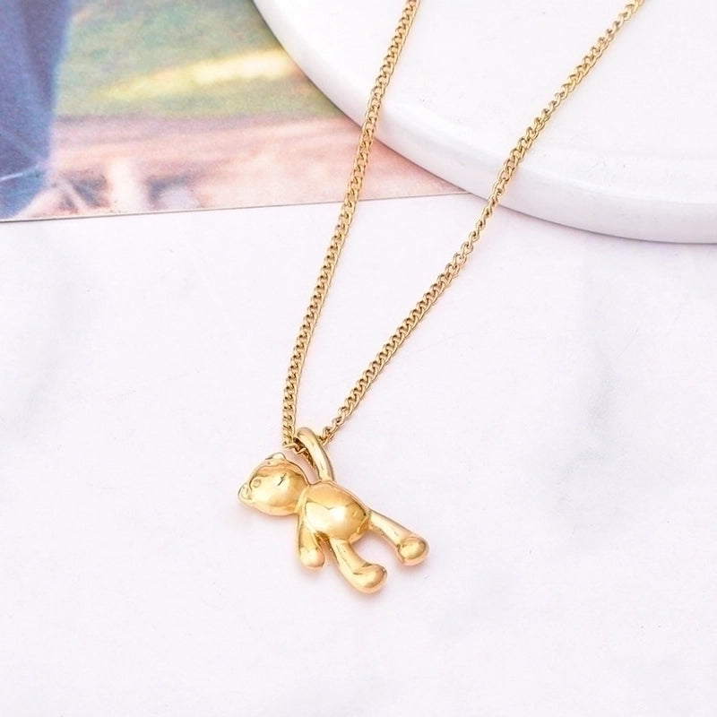 Cute Bear Titanium Steel Plating Necklace