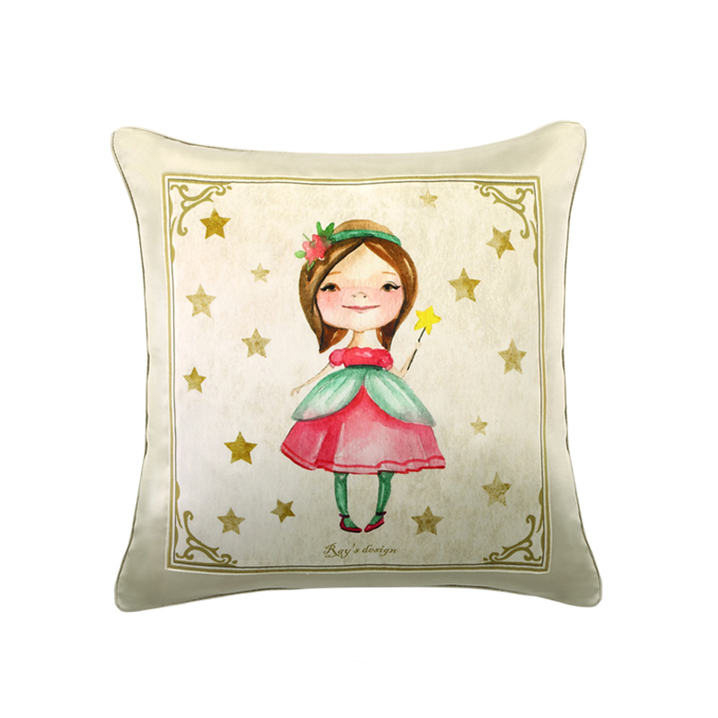 Princess Printed Decorative Cushion Silk Pillowcase Details