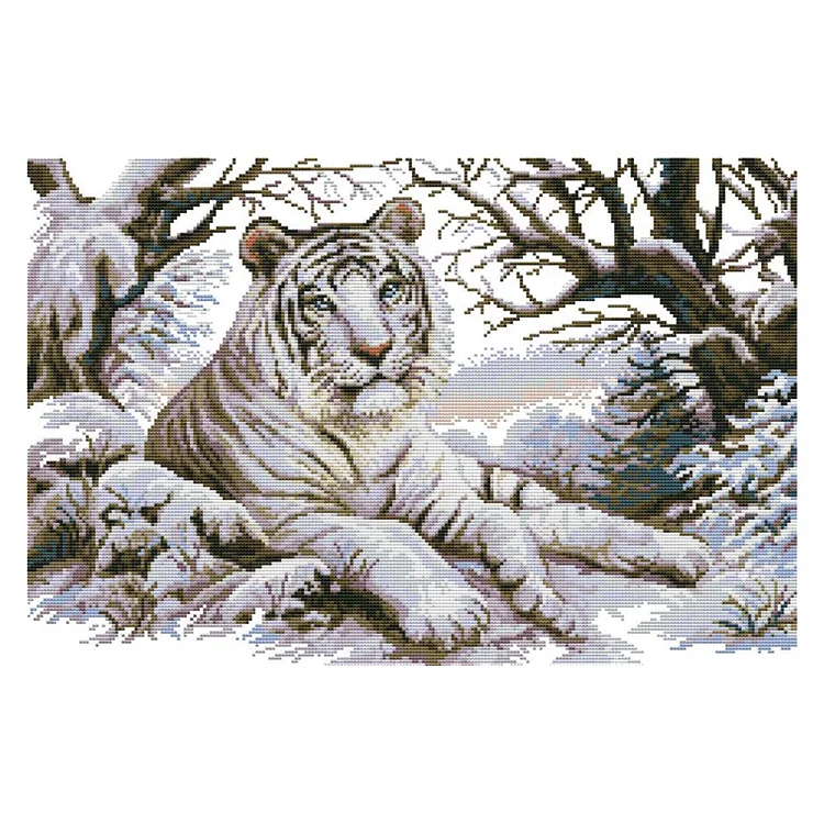 Animal Tiger Tiger 14CT Printed Cross Stitch Kits (51*36CM) fgoby