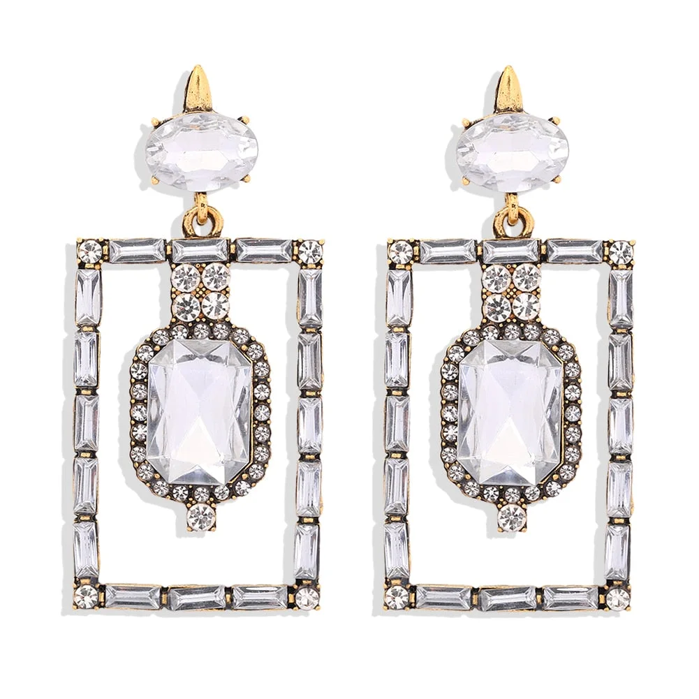 Dvacaman New Shiny Rhinestone Earrings Tassel Drop Earrings For Women Luxury Jewelry Long Dangle Earrings 2022 Party Accessories