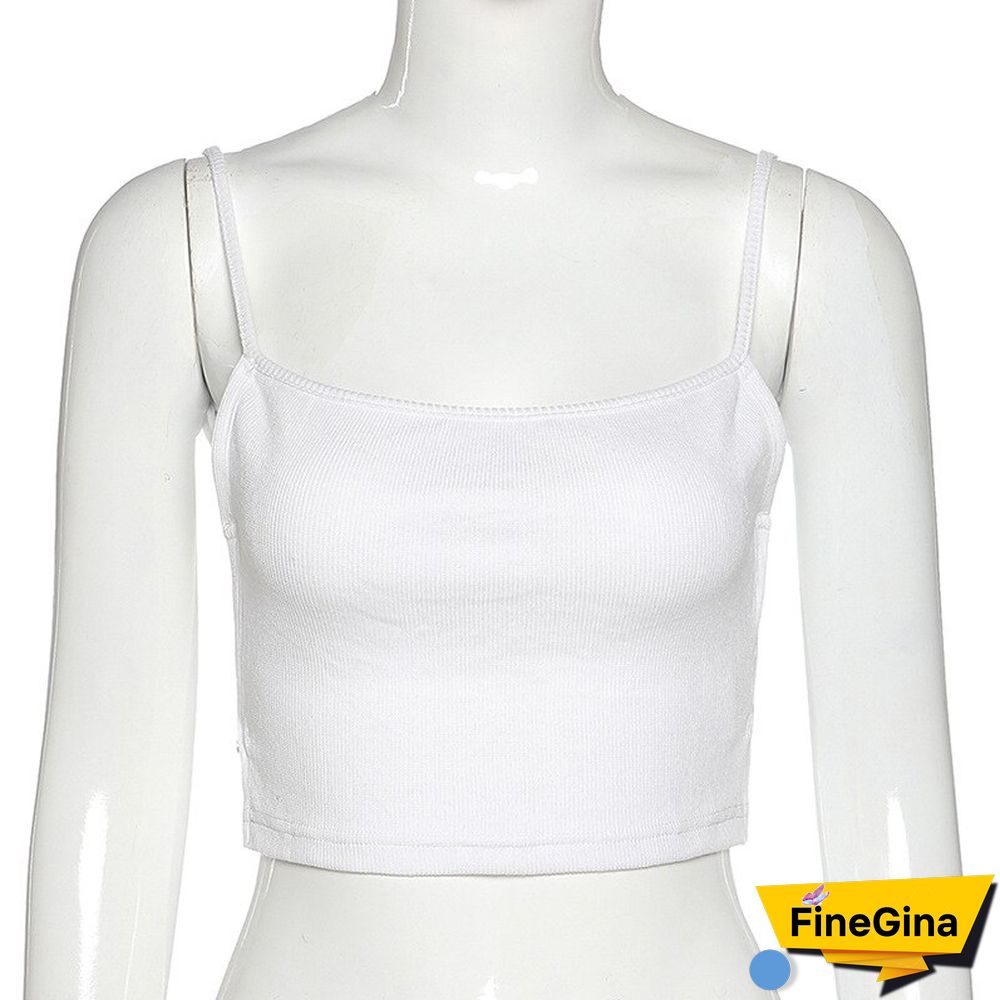 Knitting Sexy Party Solid Backless Clubwear Spaghetti Strap Crop Top Women Fashion Casual Sleeveless Skinny Camisole