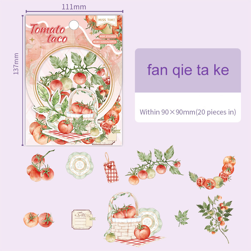 PET Sticker - Fruit Tea Club Series Vintage Flower Plant Landscaping 