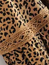 Leopard Print Lace Split-Joint Spaghetti-Neck Maxi Dress