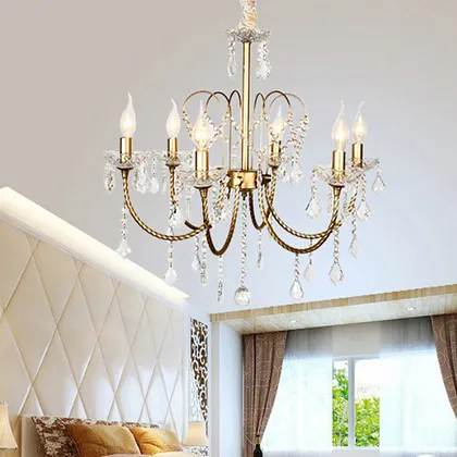 Traditional Gold Candlestick Crystal Chandelier Pendant Light - 5/6