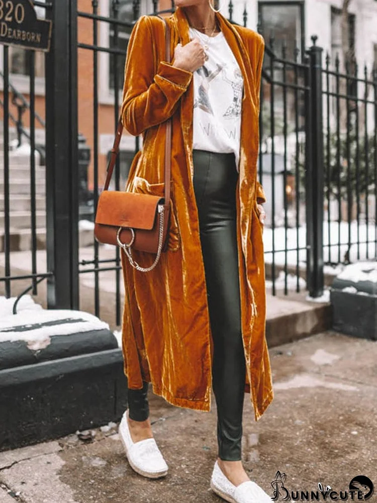 Women's Stretch Velvet Long Coat