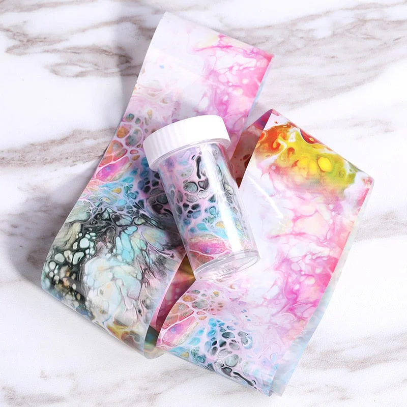 1Pc Opal Jelly Water Decals Gradient Effect White Protein Nail Art Transfer Stickers 3D Nail Sticker Marble Nail Foil Decoration