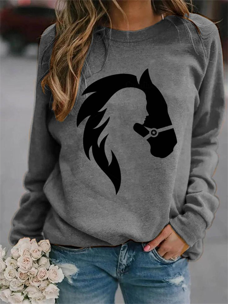  Western Cowgirl Horse Lover Graphic Sweatshirt Westsshops