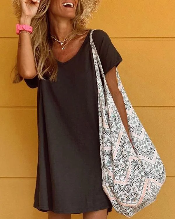 casual short sleeves mini dress p94382