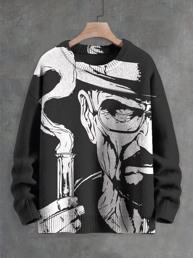 Men's Chemical Art Painting Print Knit Sweatshirt