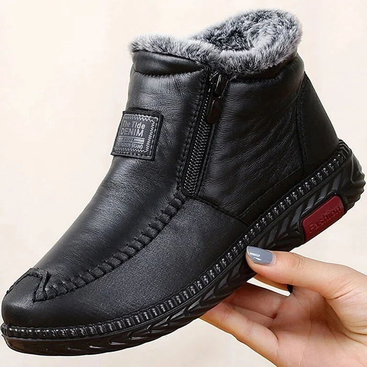 Women's Waterproof Non-slip Cotton Leather Boots Radinnoo.com