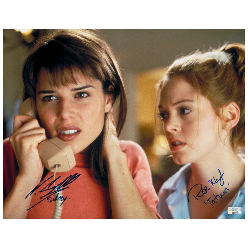 Neve Campbell, Rose McGowan Autographed Scream Sidney and Tatum 11x14 Photo Poster painting