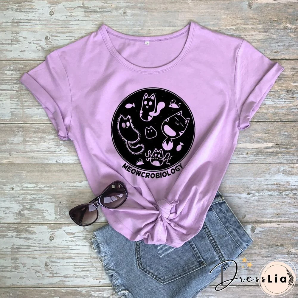 Bacteria Microbiology ScienceCatT-shirtQuoteWomenFunny 100% CottonGraphicHipsterCasualUnisex FashionTeeTopFitTshirt