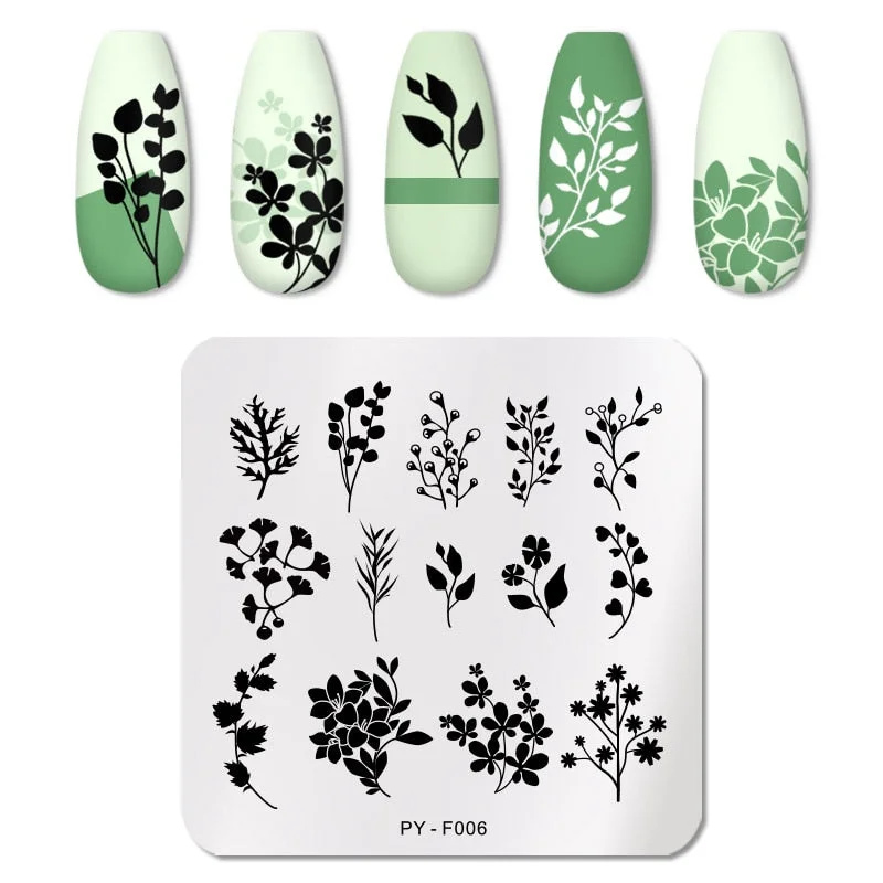 PICT YOU Square Lace Series Nail Stamping Plates Stencil Stainless Steel Tools Nail Art Stamp Design for DIY Image Plate-Nail Inspo