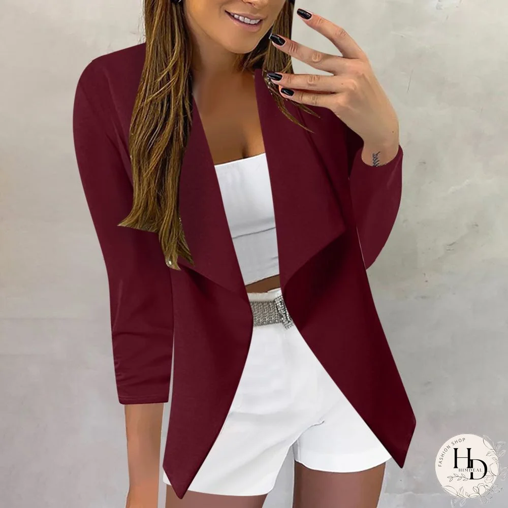 Slim Fitting Long Sleeve Solid Color Printing Fashion Small Suit Jacket Women