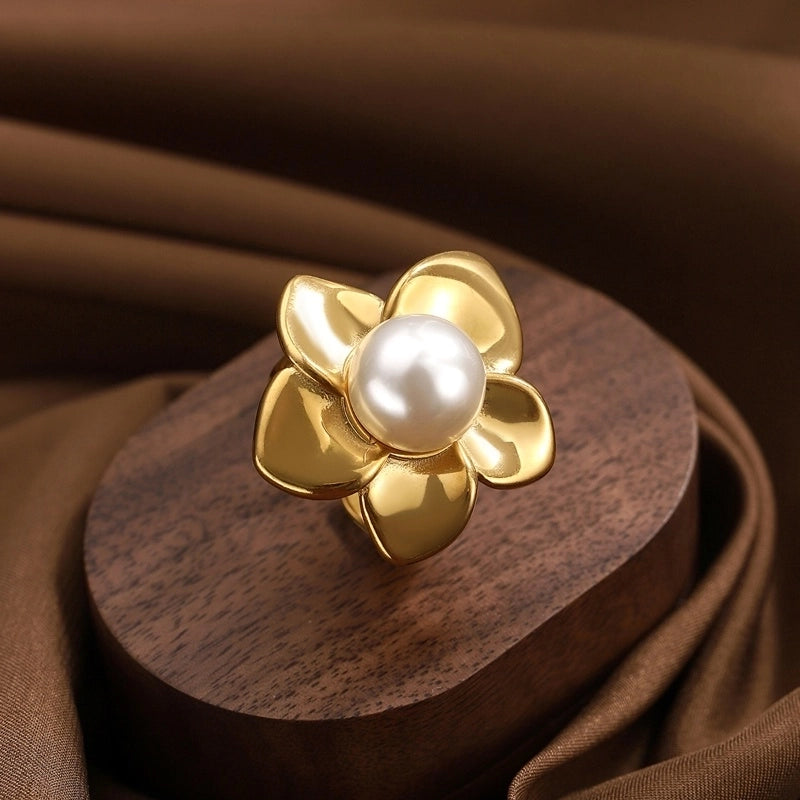 Classic Style Flower 316L Stainless Steel  Open Rings