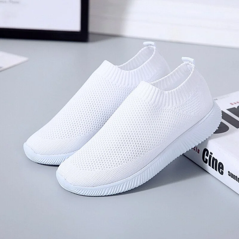 Summer women's sneakers Vulcanized Shoes Sock Sneakers Women Slip On Flat Shoes Women Plus Size Loafers ladies shoes