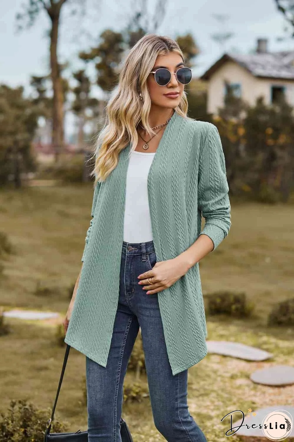 Open Front Long Sleeve Cardigan